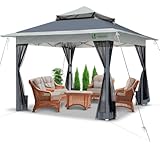 VOUNOT® Pavillon Faltbar 3,6x3,6m, Pop Up Partyzelt mit Mesh Sides & Doppeldach, Faltpavillon...