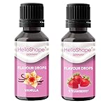 Hello Shape Flavour Drops zuckerfrei Set 2x 30 ml - Vanille & Erdbeere | Geschmacks Tropfen OHNE...