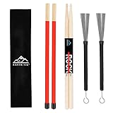 EastRock DrumSticks-Set enthält 5A Drumsticks, Drum Rods Sticks und eine einziehbare Drum-Bürste...