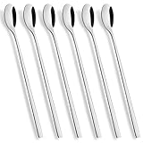 AOOSY Latte Macchiato Löffel Set, 6-teilig, 22.5 cm langem Griff Eislöffel lang Rührlöffel aus...