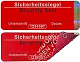 50 Stk - Sicherheits-Siegel mit Seriennummer ohne Rückstände - 70x25mm rot, beschreibbar -...