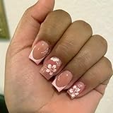 CharmBurst 24PCS Kleine Quadratische Press On Nails Fingernägel, Kreative Blühende Blumen Fake...