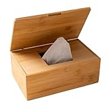 BAMPADOO Bambus Feuchttücherbox Feuchttücher Box Baby- mit Deckel und Silikonring - [LBH: 20 x...