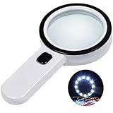Lupe mit 12 LED, 30-fache Doppelglaslinse, beleuchtete Handlupe für Senioren, Lesen, Münzen,...