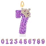 TESGADGETS Lila Geburtstagskerzen, kombinierbare Kronen-Geburtstagskerzen mit Zahl 7 für Kuchen,...