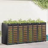 Festnight Mülltonnenbox 4er 240L 120L Edelstahl mit Pflanzdach Mülltonnenverkleidung 4 Tonnen...