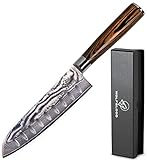Wolfblood Damastmesser Santoku Messer XL(30cm) Profi-Kochmesser aus echtem 67 Lagen Damaststahl I...