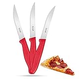 Fixwell® Allzweckmesser, rot I scharfes Universalmesser Wellenschliff, für Pizza, Brötchen & Co....