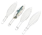 TrendLine Fischbräter 4er-Set Edelstahl 42 cm Fischhalter Fischwender Fischgrill