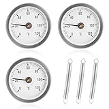 Anlegethermometer Heizungsrohr, 3 Stück Anlege-Zeigerthermometer für Heizanlagen und Kessel, 0-120...