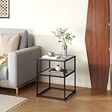[en.casa] Beistelltisch Tronevn Couchtisch mit Glasplatte Wohnzimmertisch mit Ablage Nachttisch...