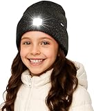 ATNKE Kinder LED Mütze mit Licht,Wiederaufladbare USB 4 LED Beleuchtete Laufmütze Extrem Heller...