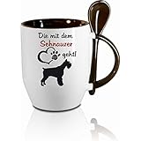 Tasse m. Löffel Die mit dem Schnauzer geht - Löffeltasse, Kaffeetasse mit Motiv,Bürotasse,...