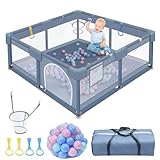 Laufstall Baby 130x130cm – Kinder Sicherheits-Spielplatz mit rutschfestem Boden, atmungsaktivem...