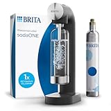 BRITA Wassersprudler sodaONE (schwarz) inkl. CO₂-Zylinder und BPA-freier PET-Flasche | Macht aus...