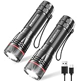 BUCASA Taschenlampe LED Aufladbar, 2000 Lumen Extrem Hell LED Taschenlampe mit 3 Modi, 2 Stück...