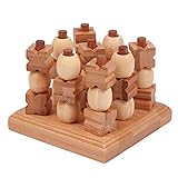 MASME 3D Holz Tic Tac Toe Spiel für Kinder Erwachsene Einzigartige Couchtisch Wohnzimmer Dekor...