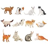 Osuter Katzenfigur, 12 Stück Schleich Katze,Spielzeug Katzenfiguren,Niedliche Miniatur Katze Figur...