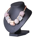 Halskette Damen Perlenkette Schmuck Statementkette Massivholz Ketten Perlen Anhänger Geometrische...
