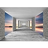 Runa Art Fototapete 3D Meer Sonnenuntergang 352 x 250 cm Vlies Tapeten XXL Moderne Wandtapete...