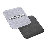 Geschenkestadl 4 Stück Sitzkissen Lieblingsplatz Wendekissen Filz Sitzauflage zum Wenden Grau...