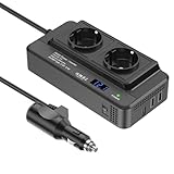 200 W Auto-Spannungswandler, Wechselrichter, DC 12 V auf AC 230 V, mit 2 Steckdosen und 3...