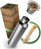 Blockhütte Premium Edelstahl Trinkflasche isoliert I 750ml I mit Naturborsten Bürste I...