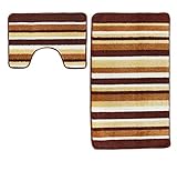Badematte und WC-Vorleger, gestreift, Bora Stripe, Ombre, Braun, 2-teilig