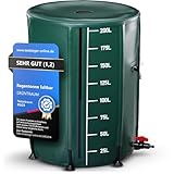 GRÜNTRAUM Regentonne faltbar 200 Liter – Regenwassertonne [mit innovativer Füllstandsanzeige &...