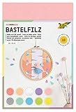Folia 520495 - Bastelfilz Pastell, Feine Wollqualität, 10 Blatt, 150 G/qm, 20 X 30 Cm, Sortiert In...
