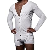 Gefomuofe Herren Overall Kurzarm Shirt Body Männer Einteiler Overall Offnen Schritt Stringbody High...