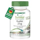Fairvital | Kupfer Tabletten 2mg - HOCHDOSIERT - Nahrungsergänzungsmittel aus Kupferbisglycinat -...