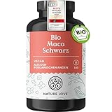 NATURE LOVE® Bio Maca Kapseln (schwarz) - 3000 mg je Tagesdosis - 180 Kapseln - Mit natürlichem...