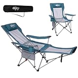 #WEJOY 2-in-1 Campingstuhl Faltbar 180kg mit Fußstütze,Strandstuhl mit 4-Fach Verstellbarer...