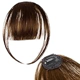 100% Echthaar-Clip-in-Pony für Damen – Natürlicher Pony-Look mit Schläfen, dünnem oder...