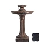 XBrand 71,1 cm Solar-Wasserbrunnen, freistehend, klassisch, für den Außenbereich, Braun