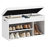 VASAGLE Schuhbank mit Sitzfläche, Sitzbank mit Stauraum, gepolstert, 3 offene Fächer, Fach unter...