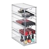 Relaxdays Schubladenbox, 4 Fächer, Organizer für Make Up, Büro, Bastelsachen, Kunststoff,...