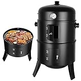 Räucherofen, 3 in 1 Smoker Grill Holzkohlegrill, Räuchertonne Räuchergrill Watersmoker, Räuchern...