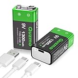 9V Wiederaufladbare Batterien, 1300mAh Langlebige Lithium-ionen Akku Schnellladung über USB-C ideal...