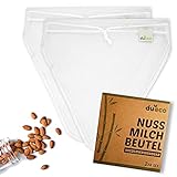 DuEco Nussmilchbeutel mit 2 Stück V-form 28 x 30 cm für Bio Nussmilch & Pflanzenmilch - Mehrzweck...
