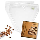 DuEco Nussmilchbeutel mit 2 Stück für Bio Nussmilch & Pflanzenmilch - Mehrzweck Passiertuch für...