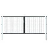 Doppeltor | extra breit, B400 x H120 cm | Anthrazit RAL 7016 | Doppelflügeltor inkl. Torpfosten &...
