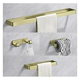 YACVCL Badezimmer Hardware Set, Handtuchstange Set Gebürstetes Gold Badezimmer Zubehör Set 4...