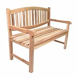 Divero 2-Sitzer Gartenbank Bradford –aus Teakholz, unbehandelt – Farbe: Natur-Braun