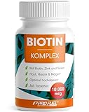 Biotin hochdosiert 10.000 mcg - Haarwuchs, Haut & Nägel - Biotin + Zink + Selen - 365 Tabletten -...