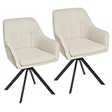 Goeurvant Drehstuhl Esszimmer Beige mit Armlehne, 2er Set drehbarer esszimmerstuhl,...