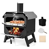 GOPLUS Outdoor Pizzaofen, tragbarer Ofen mit Pizzaschaufel, Deckel, hitzebeständigem Griff und...