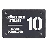 LAUBLUST Türschild Schiefer Personalisiert - Horizontales Format | Haustürschild mit Familienname,...