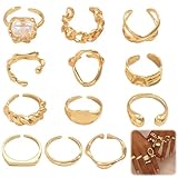 LIUYIDM Offene Verstellbarer Ring 12 Stück Boho Freundschaftsringe Stapelbare Mode Vintage Knuckle...